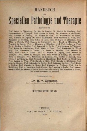 Handbuch der speciellen Pathologie und Therapie. 15