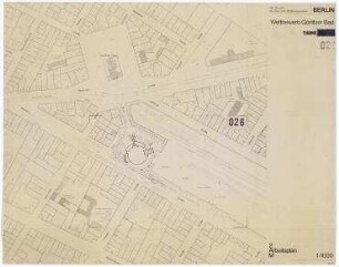 Bauwettbewerb "Görlitzer Bad", Bad am Spreewaldplatz (nicht realisiert), Ankauf – Lageplan. Berlin-Kreuzberg, Wiener Straße 59h