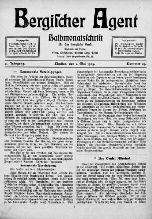 Bergischer Agent. 1903-1905