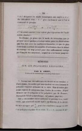 Mémoire sur les polygones réguliers.