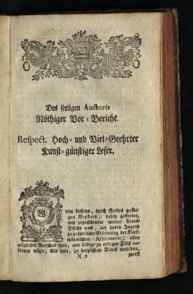 Des seeligen Auctoris: Nöthiger Vor-Bericht