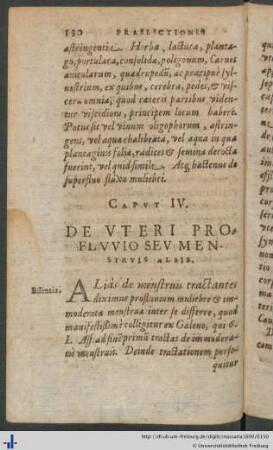 Caput IV. De Uteri Profluvio Seu Menstruis Albis.