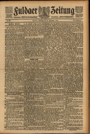 Erste Ausgabe vom Dienstag, den 15. Dezember 1908.