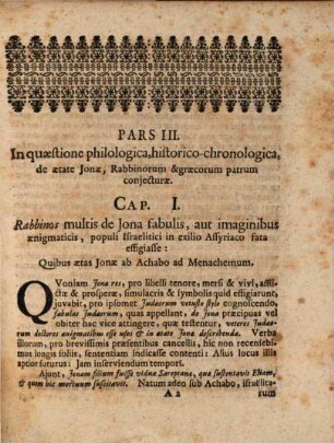 Historia Lvmen Fontivm Hebraicorvm In Qvaestione Chronologica De Aetate Jonae Rabbinorvm Et Graecorvm Patrvm Relationibvs Consideratis