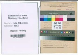 Entnazifizierung Hedwig Wegner , geb. 21.11.1896 ()