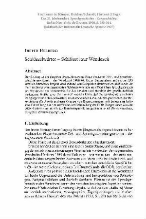 Schlüsselwörter - Schlüssel zur Wendezeit