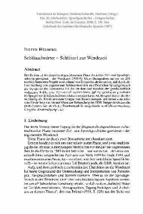 Schlüsselwörter - Schlüssel zur Wendezeit