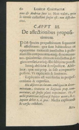 Caput III. De affectionibus propositionum.