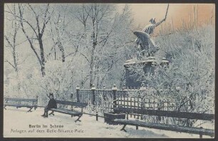 Ansichtskarte Berlin im Schnee, Belle-Alliance Platz, koloriert