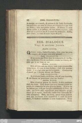 XXIX. Dialogue. Vingt & neufième Journée.