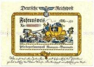 Fahrkarte für eine Fahrt mit der Postkutsche von Neuruppin nach Binenwalde