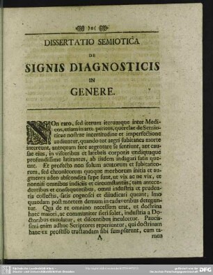 Dissertatio Semiotica De Signis Diagnosticis In Genere