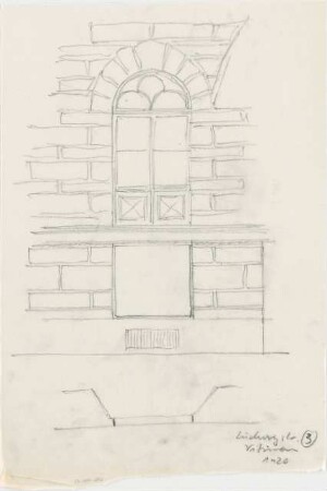 Schleich, Erwin; München, Ludwigstr. 6-10; Bürogebäude Hartlaub (ehem. Haslauer Block) - Fassade zur Ludwigstraße, Vitrinen (Grundriss; Ansicht)
