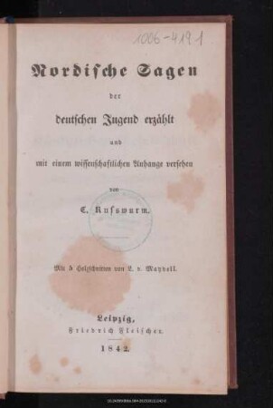 Nordische Sagen, der deutschen Jugend erzählt und mit einem wissenschaftlichen Anhange versehen