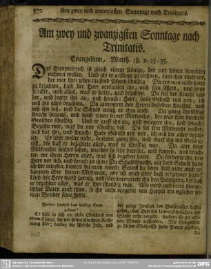 Am zwey und zwanzigsten Sonntage nach Trinitatis. Evangelium, Matth. 18. v. 23-35