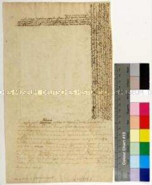Zeitgenössisches Manuskriptblatt mit biographischen Angaben - zum Porträt von Christian II. König von Dänemark (in lateinischer Sprache)