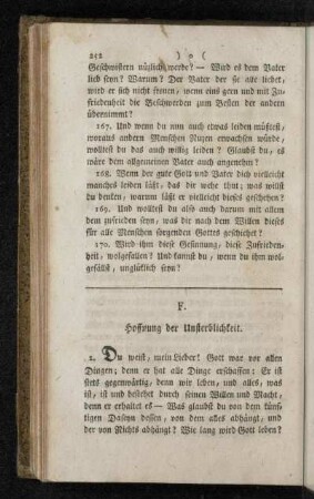 F. Hoffnung der Unsterblichkeit.
