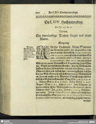 Die LXIV. Hochzeitpredigt. Ex Syr.22.v.4