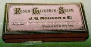 Pappschachtel für "ROSEN-GLYCERIN-SEIFE J.G. MOUSON UND CIE. FRANKFURT A/M."