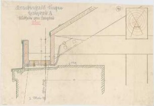 Billing, Hermann; Singen; Krankenhaus - Kupferarbeiten: Hauptbau A, Rückseite Langbau (Schnitt)