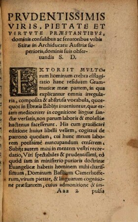 [...] Grammatices Ebraicae Sanctae Lingvae ... Pars : Svccincta & perspicua breuitate conscripta, in vsum illorum, qui ex fontibus haurire volunt sacrorum Bibliorum, cognitionem, 3