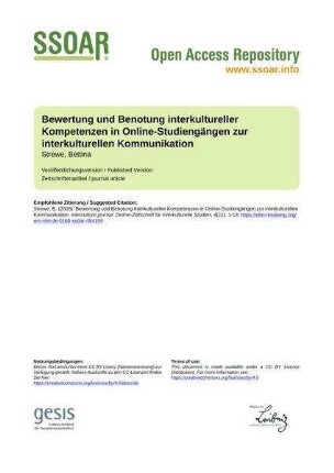 Bewertung und Benotung interkultureller Kompetenzen in Online-Studiengängen zur interkulturellen Kommunikation