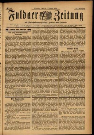 Erste Ausgabe vom Sonntag, den 28. Oktober 1894.