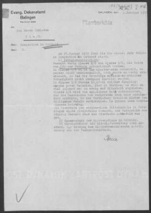 Ostdorf mit Geislingen (Zollernalbkreis): Inspektionsbericht 1953
