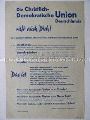 Sonderdruck zur Gründung der CDU mit Mitgliederwerbung