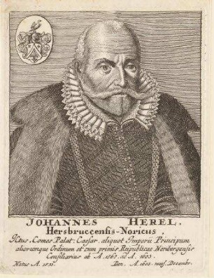 Johannes Herel aus Hersbruck, Nürnberger Ratskonsulent; geb. 1533; gest. Dezember 1603