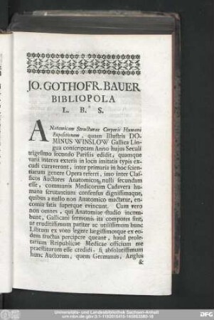 Io. Gothofr. Bauer Bibliopola