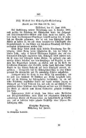 Modus der Schulgeld-Erhebung : [V. Elementarschulwesen]