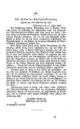 Modus der Schulgeld-Erhebung : [V. Elementarschulwesen]
