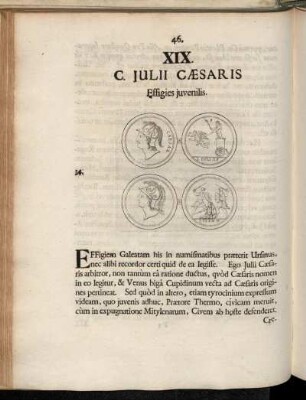 XIX. C. Julii Cæsaris Effigies juvenilis.