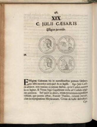 XIX. C. Julii Cæsaris Effigies juvenilis.