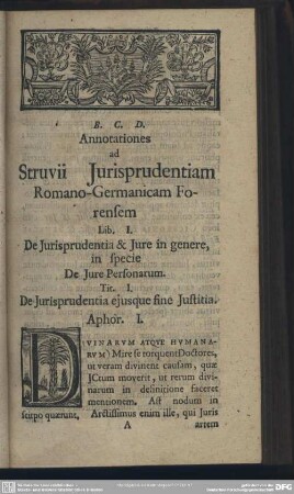 Lib. I. De Iurisprudentia & Iure in genere, in specie De Iure Personarum