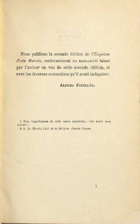 Esquisse d'une morale sans obligation, ni sanction : Par [Jean] M[arie] Guyau