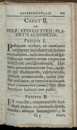 Caput II. De Sole, Stellis Fixis, Planetis Ac Cometis.