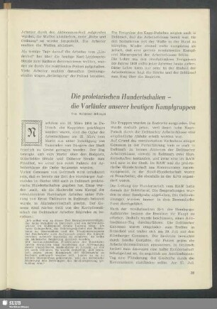 Die proletarischen Hundertschaften - die Vorläufer unserer heutigen Kampfgruppen