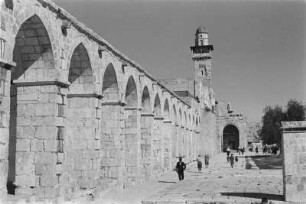 al-Aqsa-Moschee : Blick auf das Minarett der al-Aqsa-Moschee.