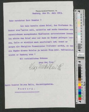 Brief an Werner von Melle