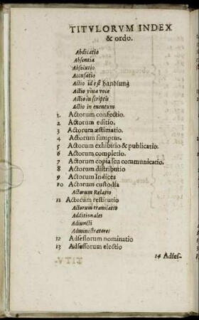 Titulorum Index & ordo
