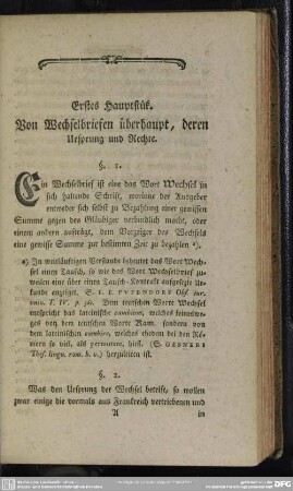 Erstes Hauptstück. Von Wechselbriefen überhaupt, deren Ursprung und Rechte