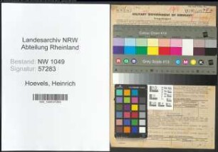 Entnazifizierung Heinrich Hoevels , geb. 15.04.1893 (Landwirt)