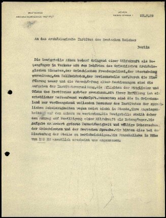 K. Kübler an DAI Zentrale