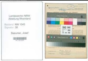 Entnazifizierung Josef Baeumer , geb. 20.07.1901 (Volliehungsbeamter)