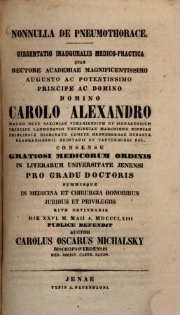 Nonnulla de preumothorace : Diss. inaug.