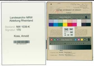 Entnazifizierung Arnold Koss , geb. 07.05.1911 (Angestellter)