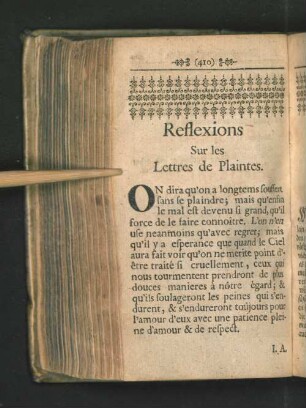 Reflexions Sur les Lettres de Plaintes. - Gedancken über die Beklagungs-Schreiben. [u.a.]
