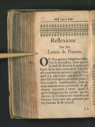 Reflexions Sur les Lettres de Plaintes. - Gedancken über die Beklagungs-Schreiben. [u.a.]